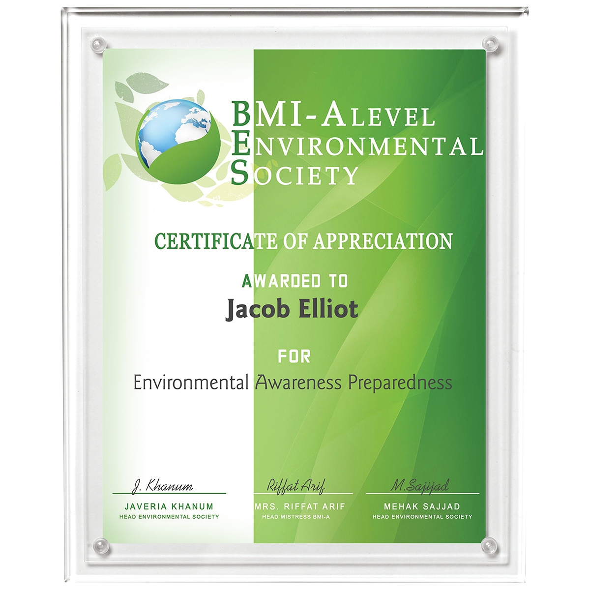 Large Certificate Holder - Clear on Clear - 8" x 10" Insert