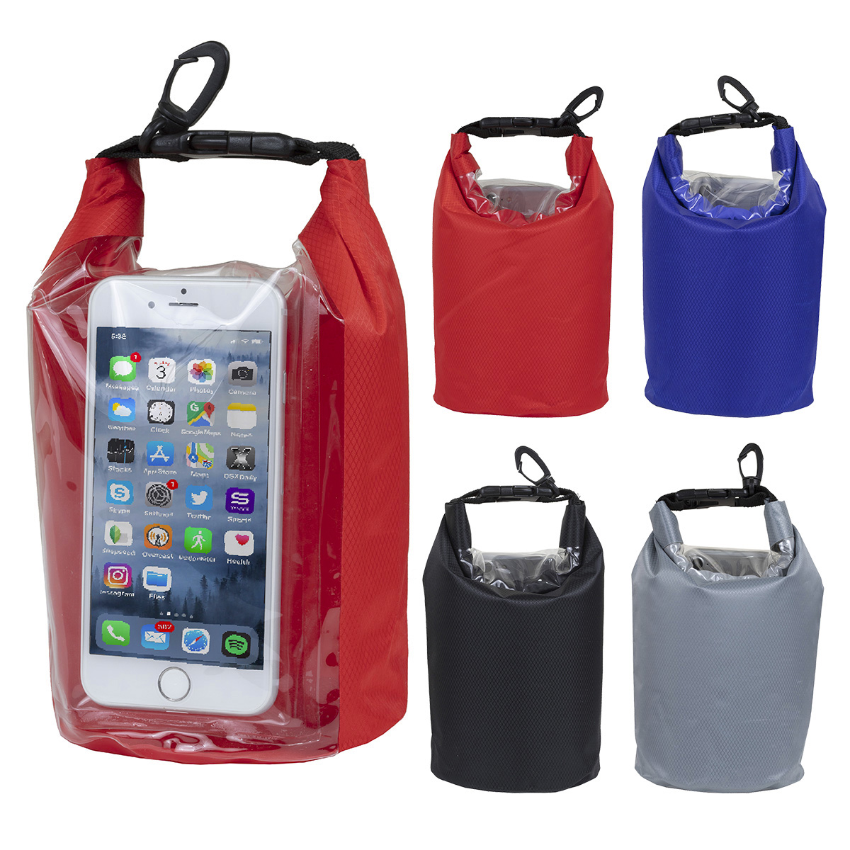 7" W x 11" H "THE NAVAGIO" 2.5 Liter Water Resistant Dry Bag With Clear Pocket Window