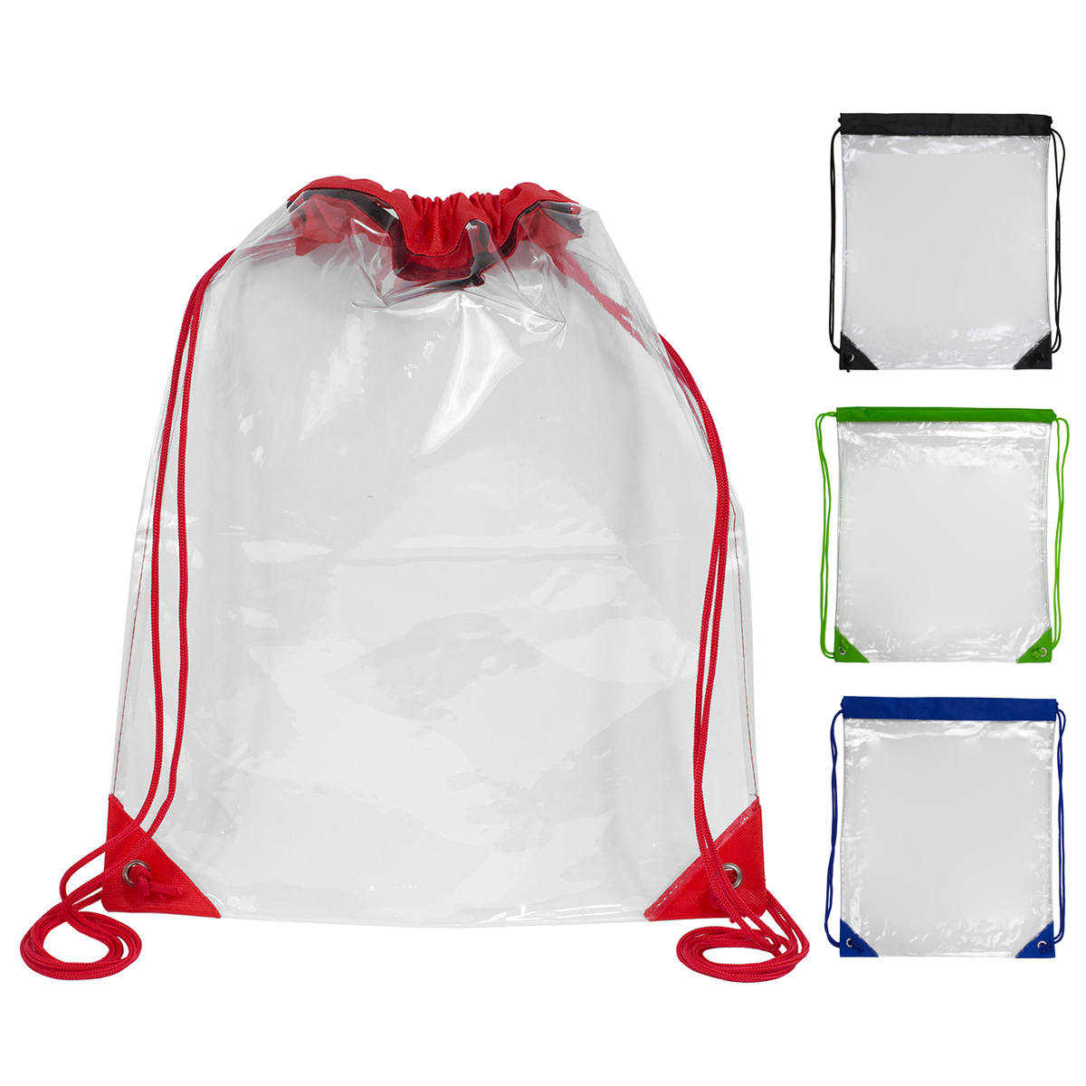 13" W x 16" H - "EVEREST" Tall Clear Drawstring Cinch Pack Backpack