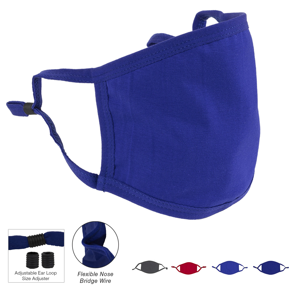 "WINDSOR" 3-Ply 95% Cotton Facemask with Nose Bridge Wire and Ear Loop Size Adjusters