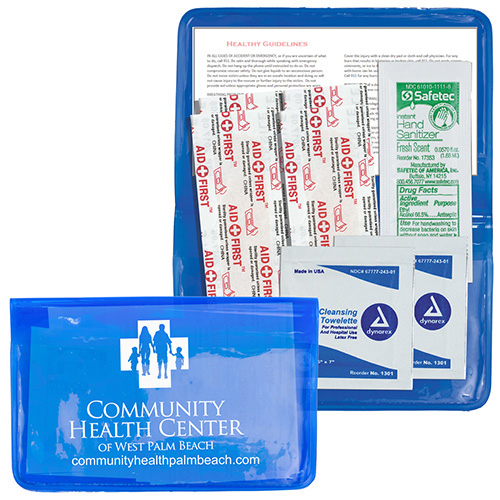 "MESS-NO-MORE" 8 Piece Stay Clean First Aid Kit in Colorful Vinyl Pouch