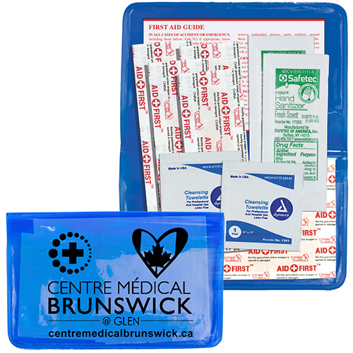 "MESS-NO-MORE XL" 10 Piece Stay Clean First Aid Kit in Colorful Vinyl Pouch