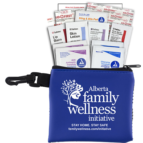 "TEAM MOM" 21 Piece All Purpose Healthy Living Pack in Zipper Mesh pack Components inserted into Zipper Kit
