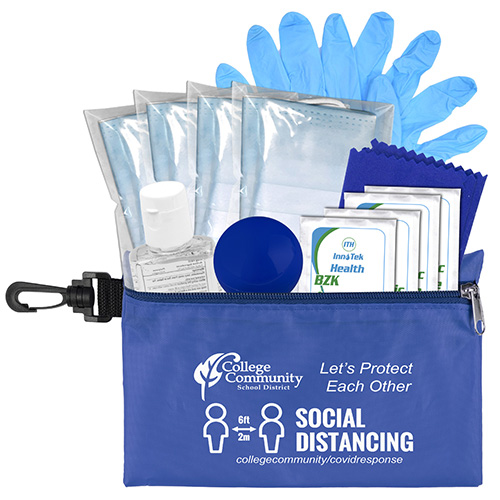 "ARIEL" 12 Piece First Aid Safety Kit in Zipper Pouch with Carabiner