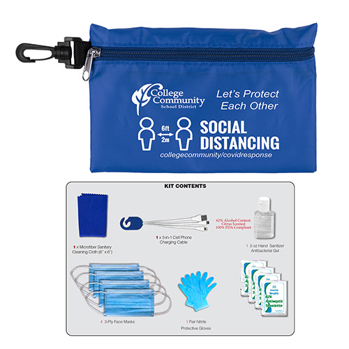 "JUPITER" 12 Piece First Aid Protection Pack in Zipper Pouch with Carabiner
