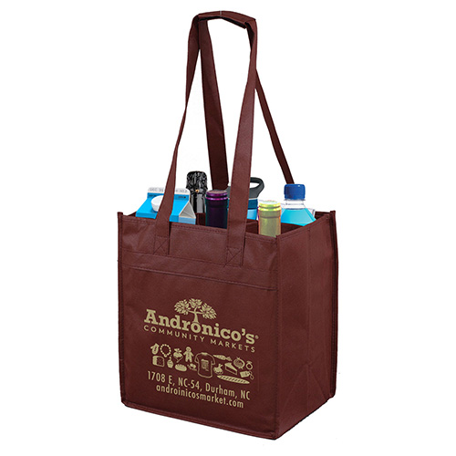 10" W x 11" H -  "THE SONOMA" 6 Bottle Wine Tote Bag