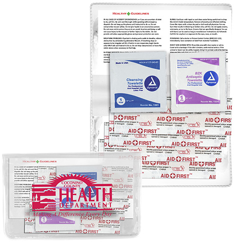 “Heal-on-the-Go” 7 Piece Economy First Aid Kit in Colourful Vinyl Pouch