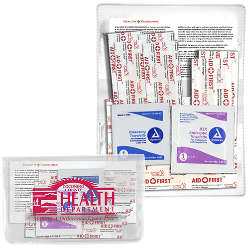 “Heal-on-the-Go L” 10 Piece Economy First Aid Kit in Colourful Vinyl Pouch