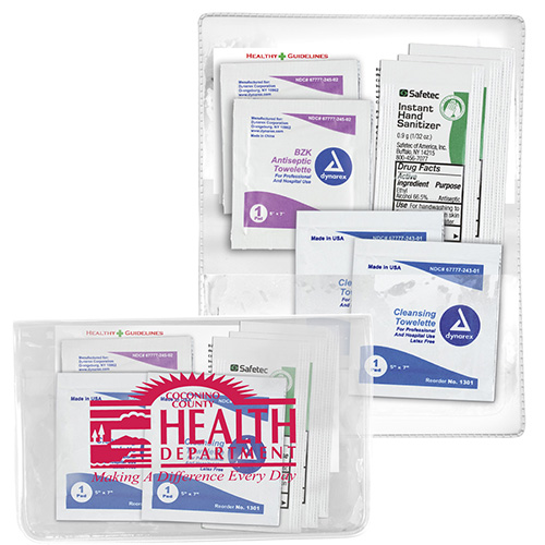 "ORION" Sanitizer & Wipes On-the-Go Kit in Colorful Vinyl Pack