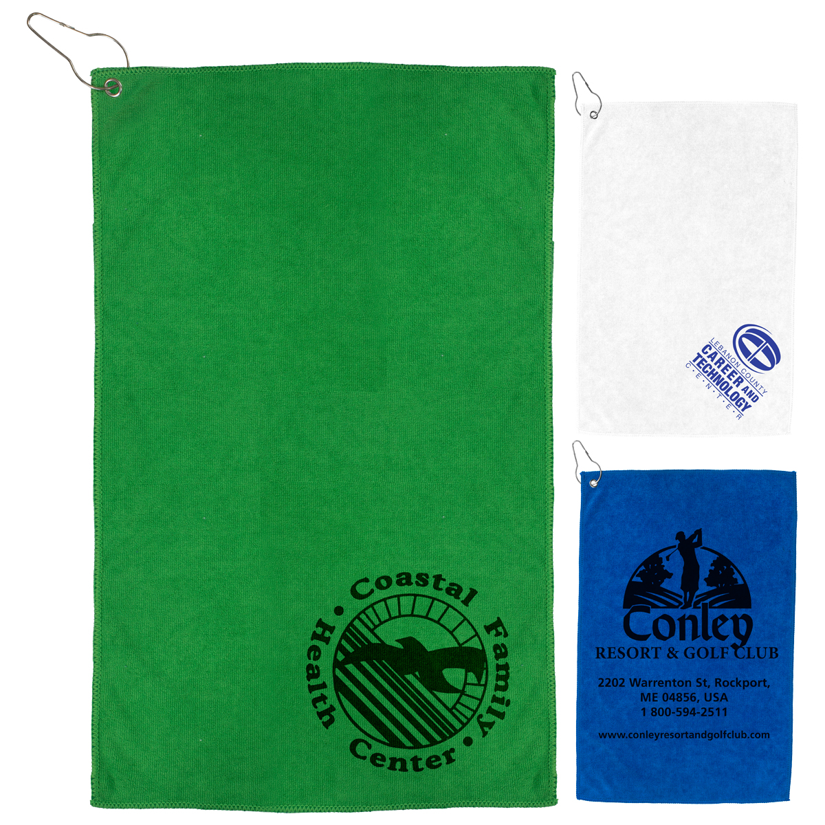 "THE IRON" 300 GSM Heavy Duty Microfiber Golf Towel with Metal Grommet and Clip 12" x 18"