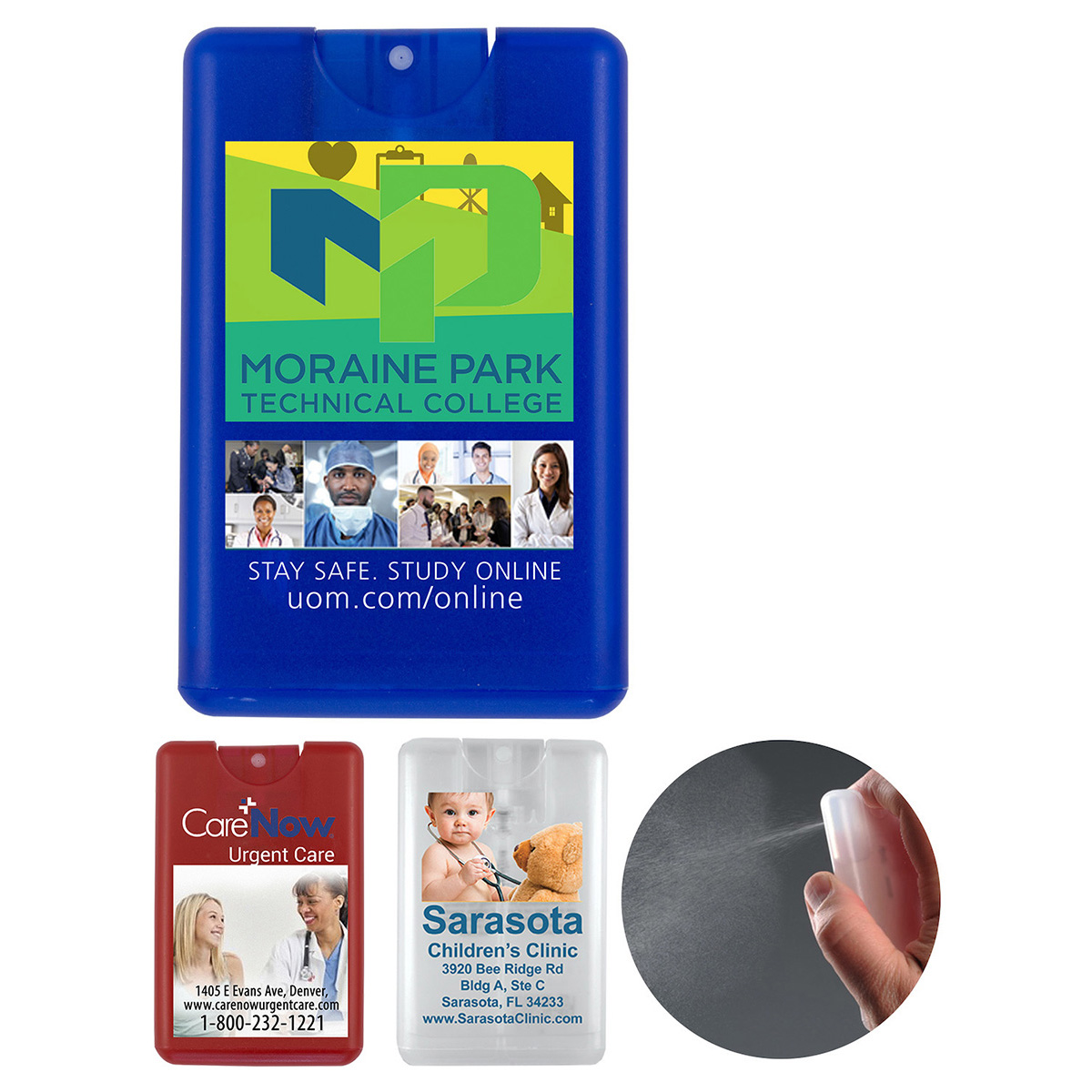 “SanCard” 20 ml. Antibacterial Hand Sanitizer Spray in Credit Card Shape Bottle (PhotoImage ® Full Color)