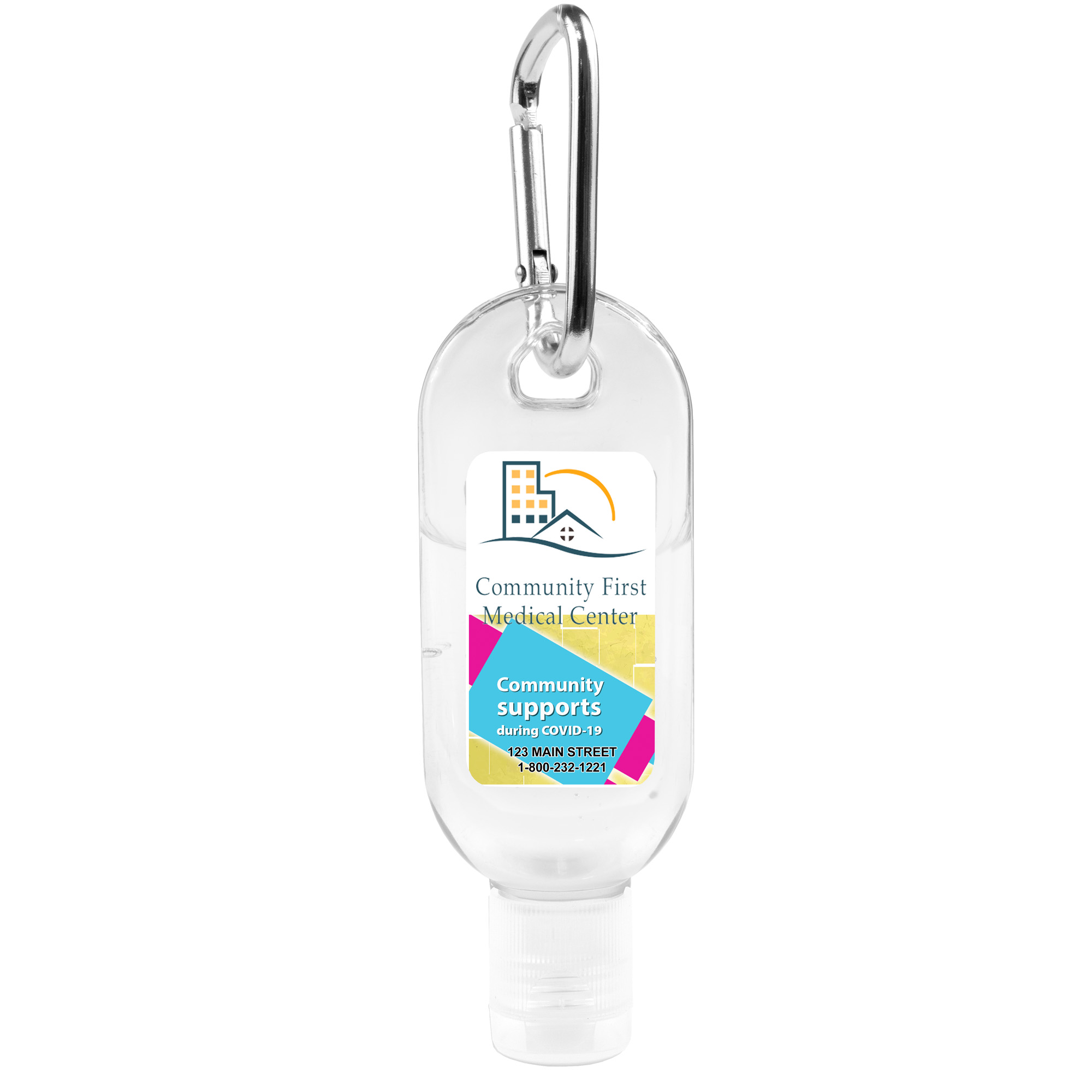 "SANGO" 1.0 oz Hand Sanitizer Antibacterial Gel in Flip-Top Bottle with Carabiner