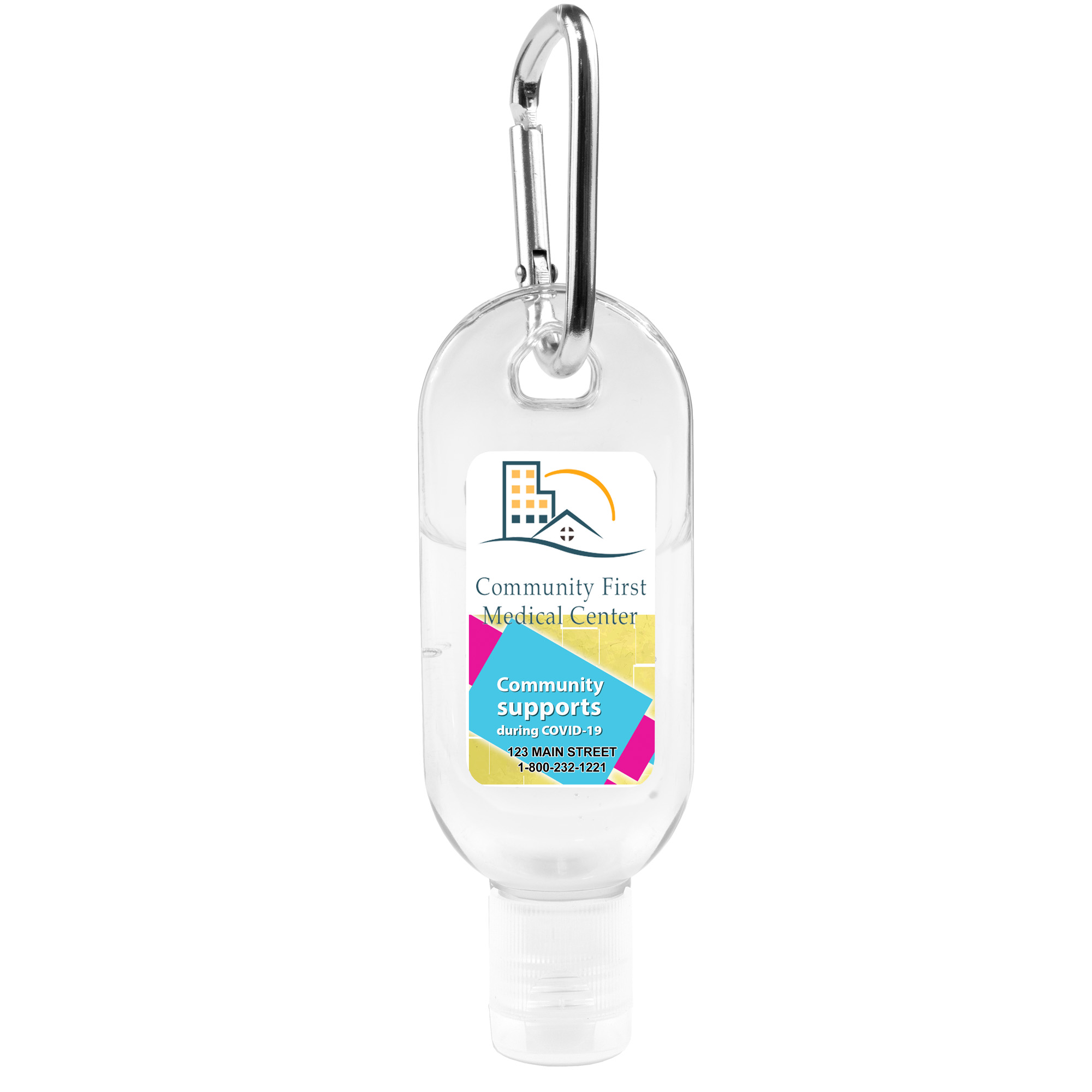 “SanGo” 1.0 oz Hand Sanitizer Antibacterial Gel in Flip-Top Bottle with Carabiner