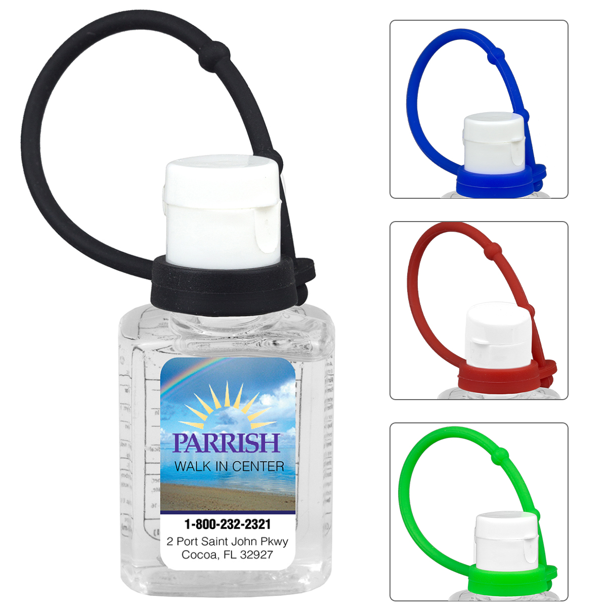 "SANPAL S" Connect 0.5 oz Compact Hand Sanitizer Antibacterial Gel in Flip-Top Squeeze Bottle with Colorful Silicone Leash