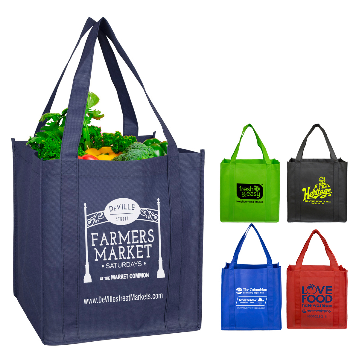 12-1/2" W x 13" H - "MEGA" Grocery Shopping Tote Bag