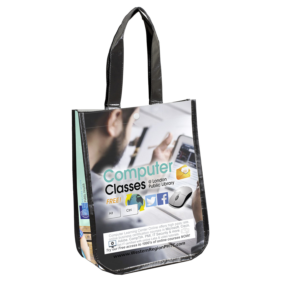 9-1/4" W x 12" H - "LAUREN" Small Non-Woven Full Color Laminated Wrap Carry All Tote and Shopping Bag
