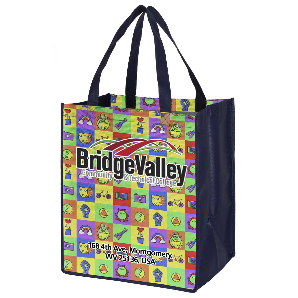 “GROVE” 13” W x 13” H Full Color Import Air Ship Grocery Shopping Tote Bags