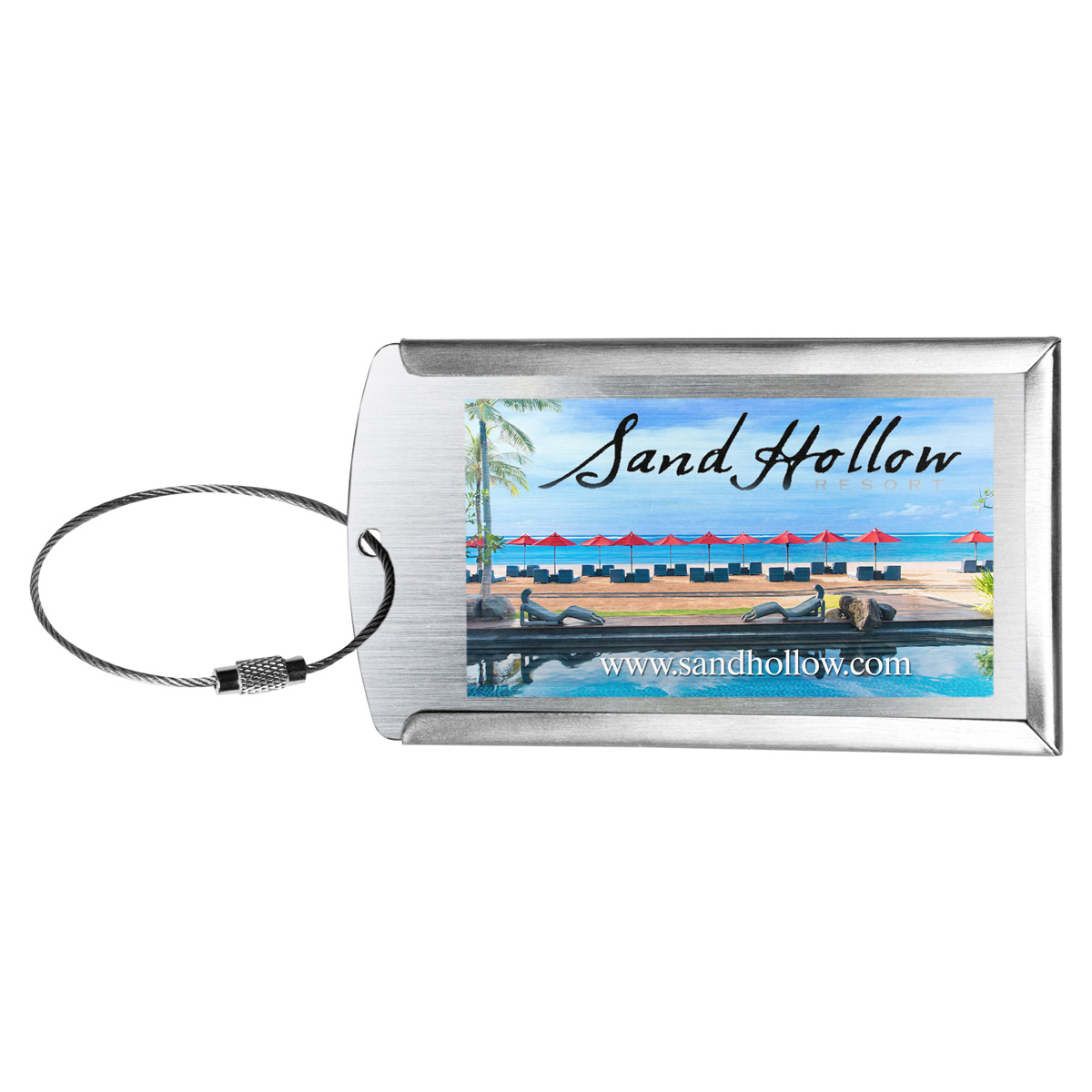 "PRESTIGE" Brushed Metal Luggage Bag Tag (PhotoImage Full Color)