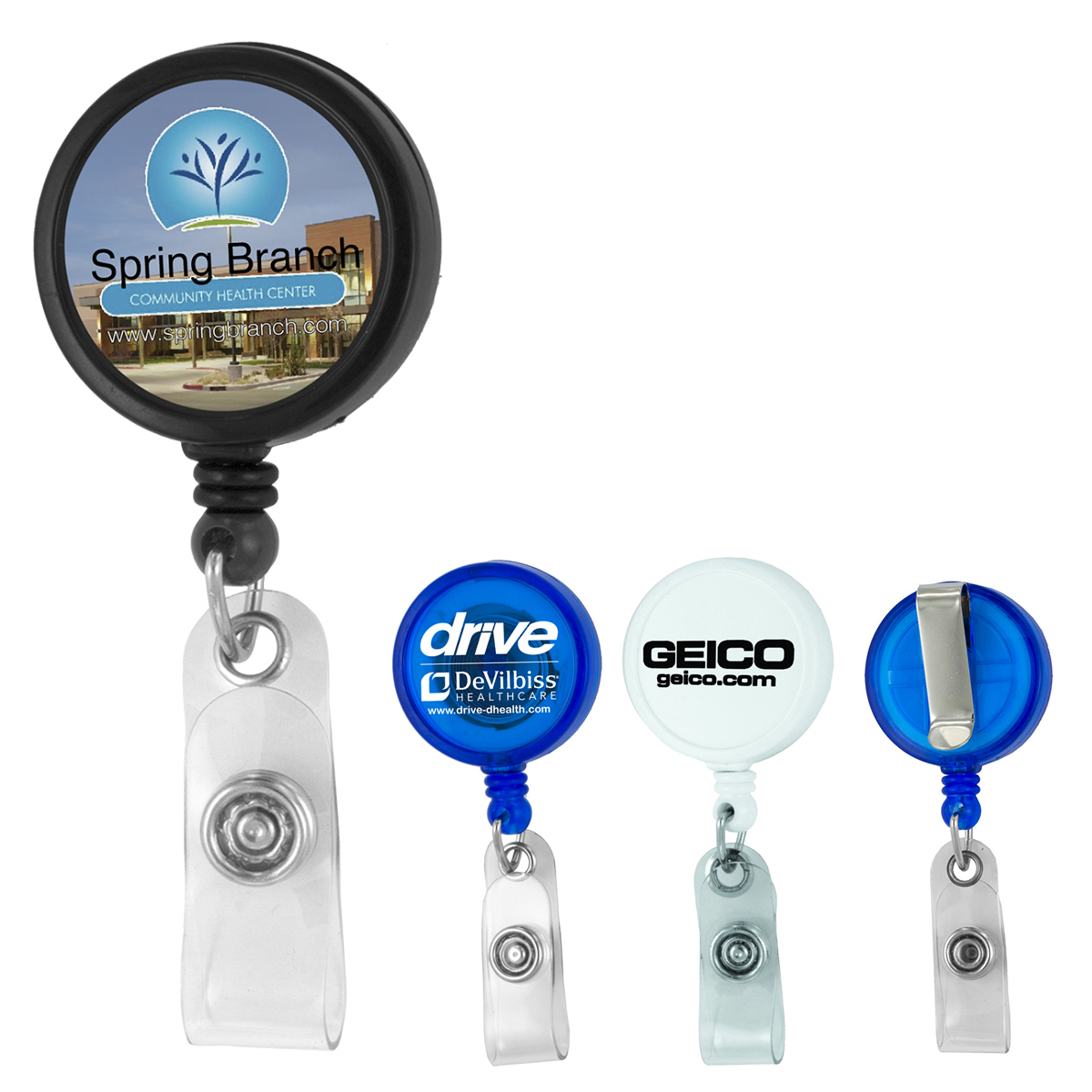 "WORTHINGTON VL" 30" Cord Round Jumbo Imprint Retractable Badge Reel and Badge Holder with Metal Slip Clip Attachment