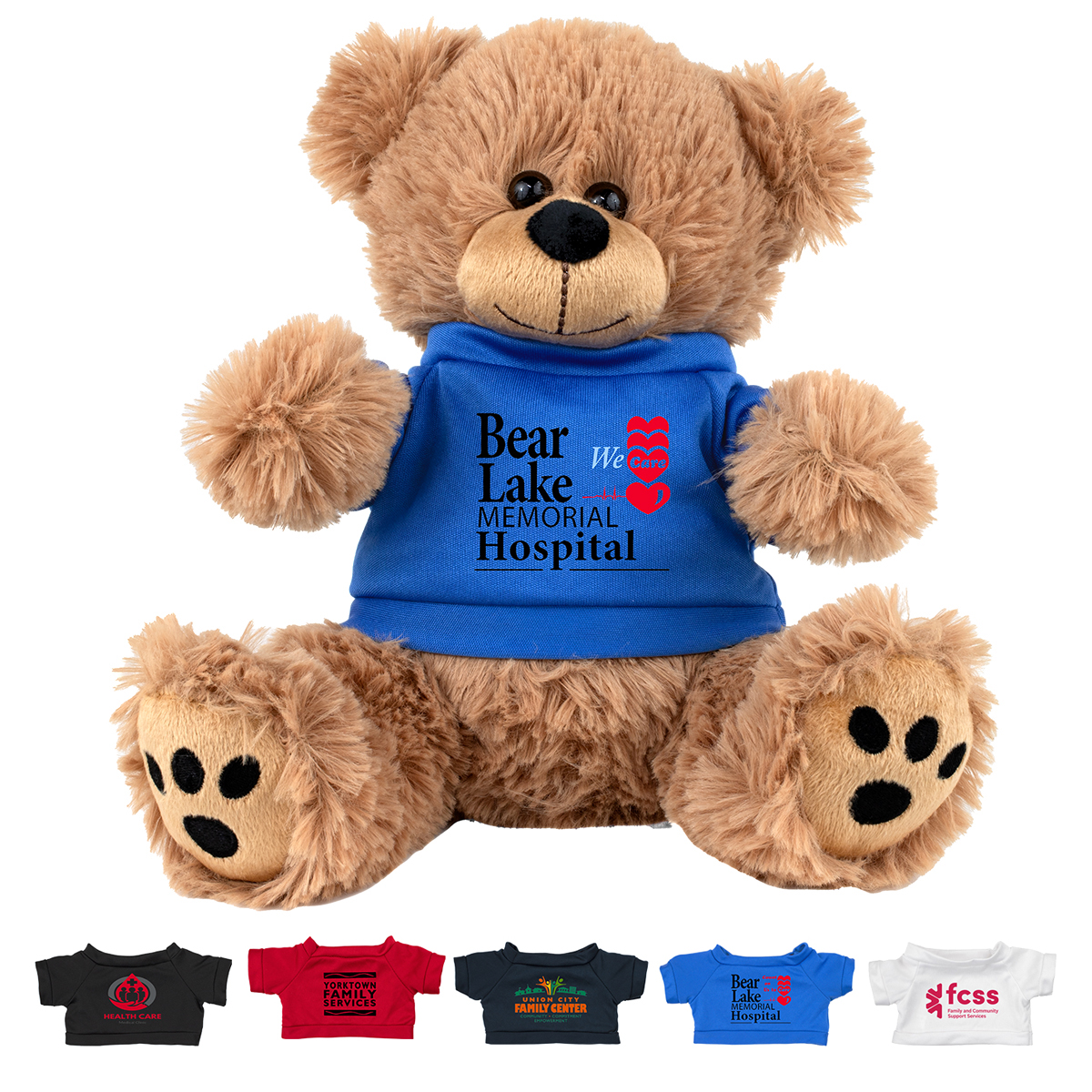 "FRED E. BEAR" LARGE 8" Plush Teddy Bear With Choice of T-Shirt Color