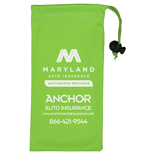"CLEAN-N-CARRY" Spot Color Microfiber Drawstring Pouch For Cell Phones, Eyeglasses and Other Accessories