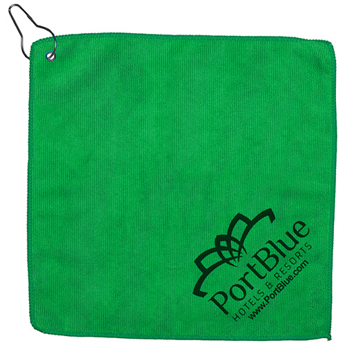 "THE WEDGE" 300GSM Heavy Duty Microfiber Golf Towel with Metal Grommet and Clip 12" x 12"