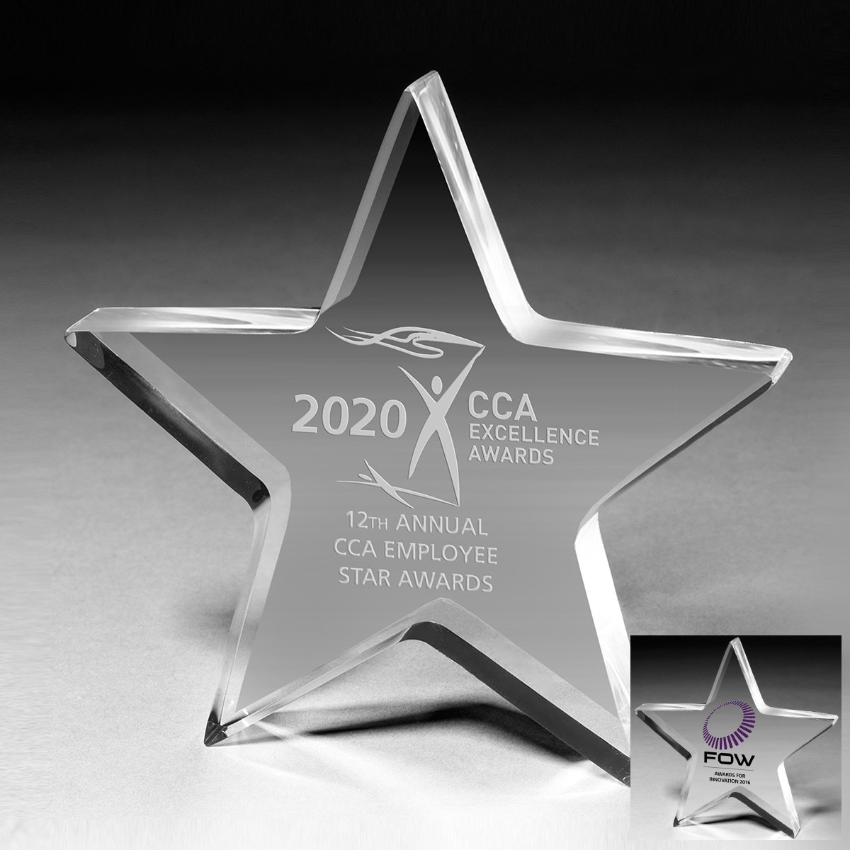 2066S (Screen Print), 2066L (Laser) - 1" Star Acrylic Paperweight - 5” x 5” x 1”