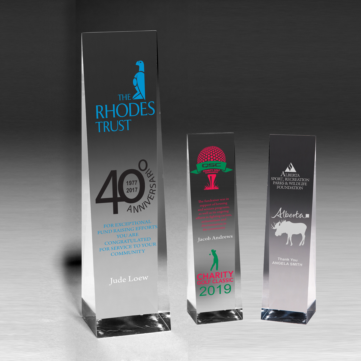 2224S (Screen Print), 2224L (Laser) - Angled Obelisk Award - 7 3/4"