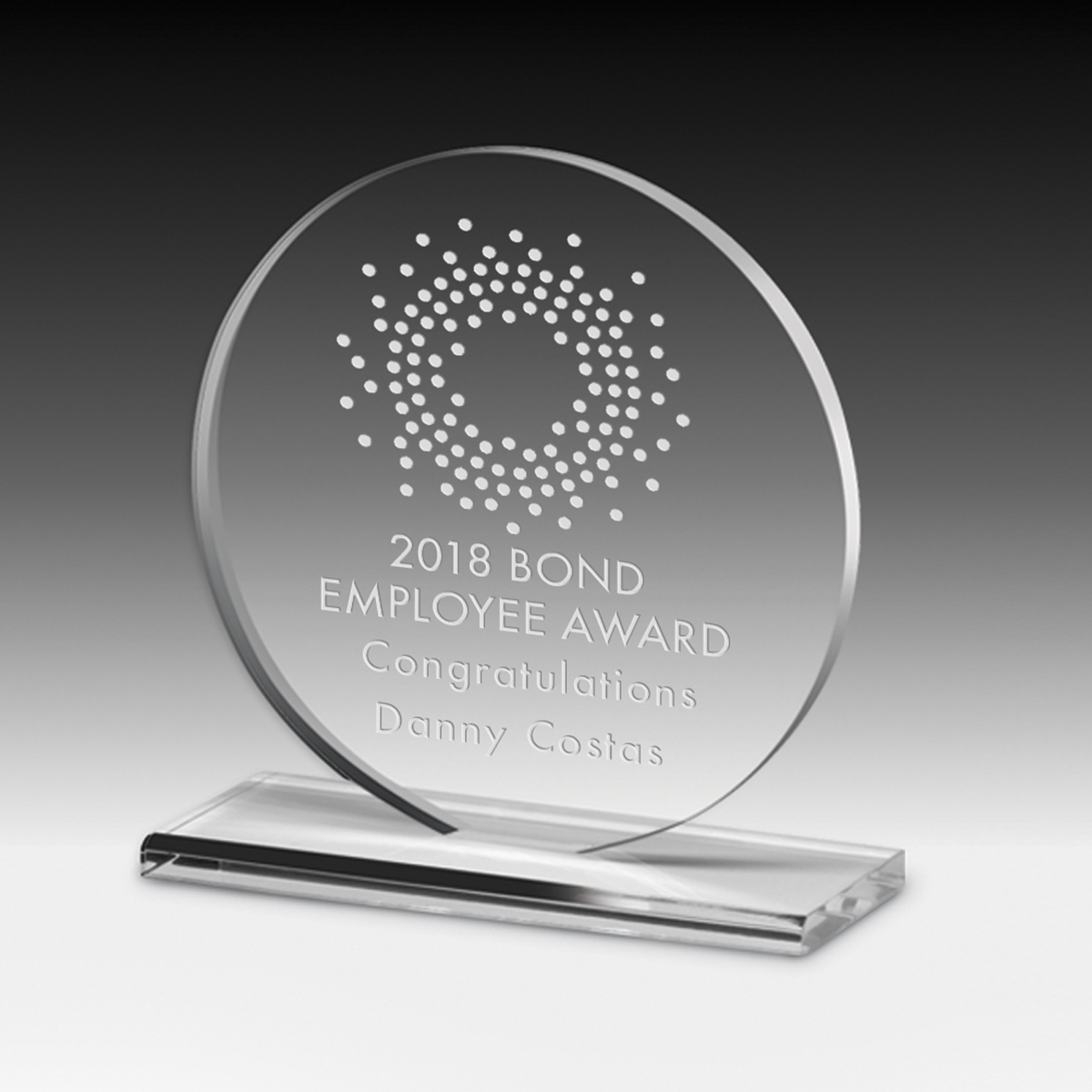 2254-2S (Screen Print), 2254-2L (Laser), 2254-2P (4Color Process) - Elegant Round Acrylic  Award - 5"