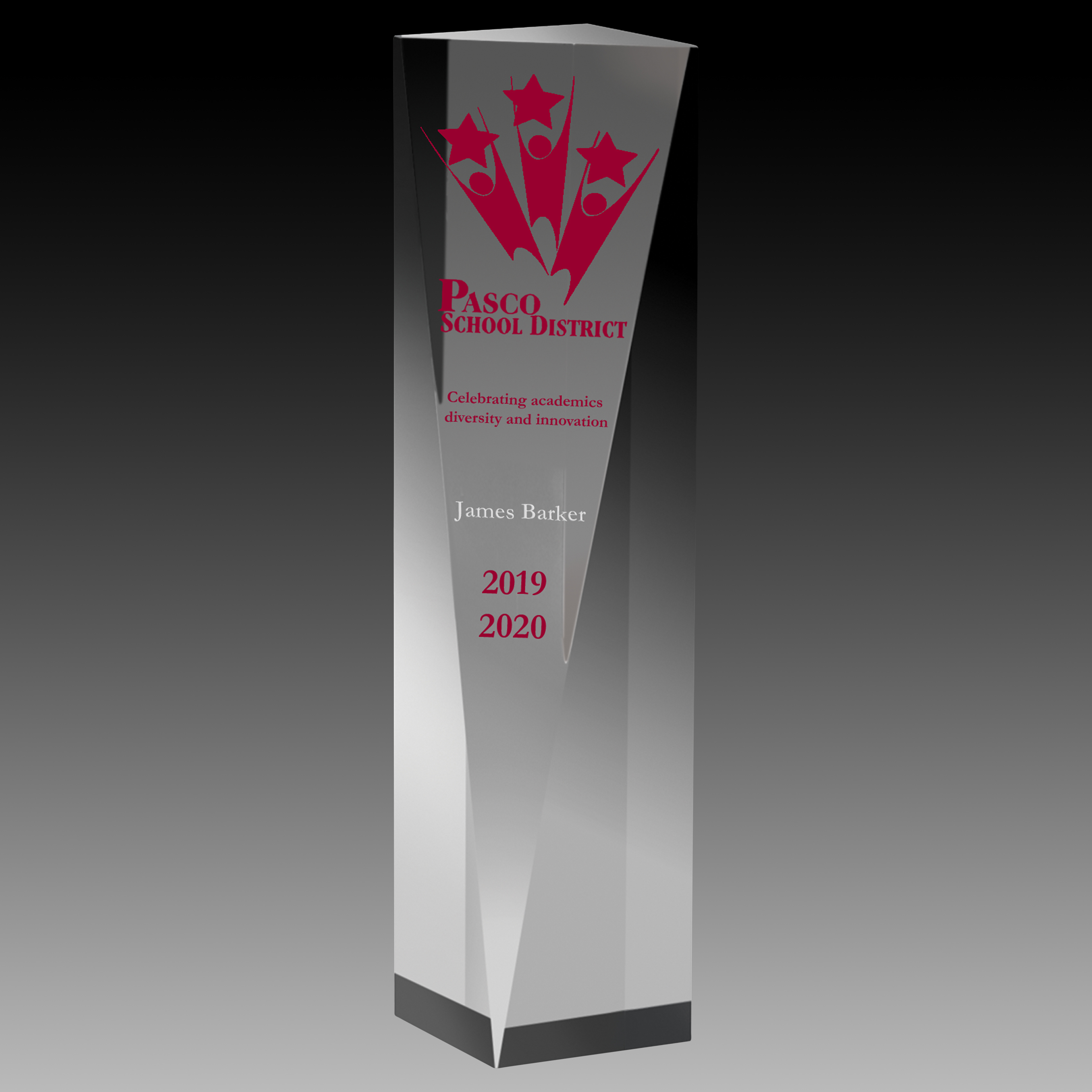 2257S (Screen Print), 2257L (Laser) - Carved Obelisk Award - 9"