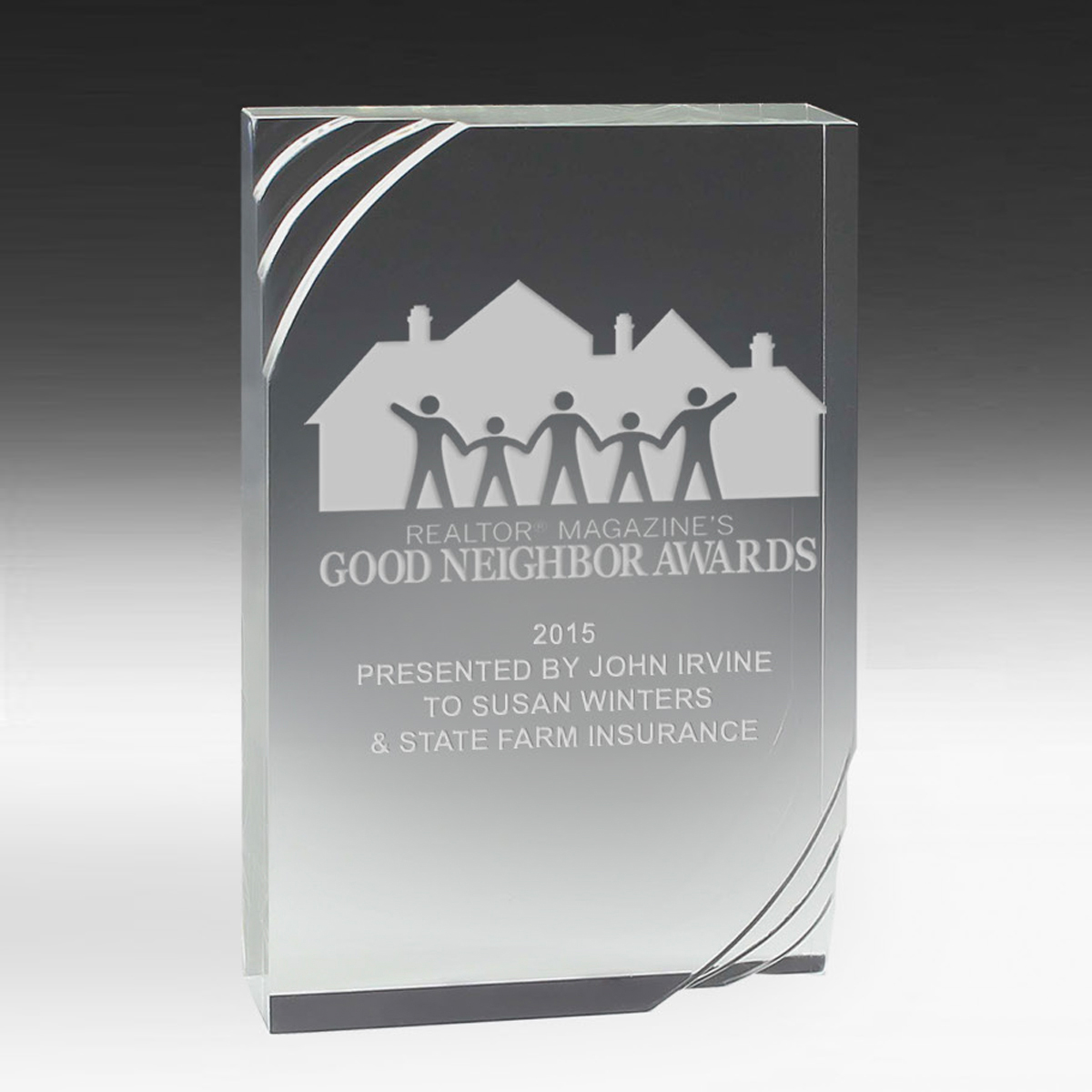 2310-2S (Screen Print), 2310-2L (Laser), 2310-2P (4Color Process) - 1 1/4” Thick Freestanding Acrylic Awards - 5 1/2"