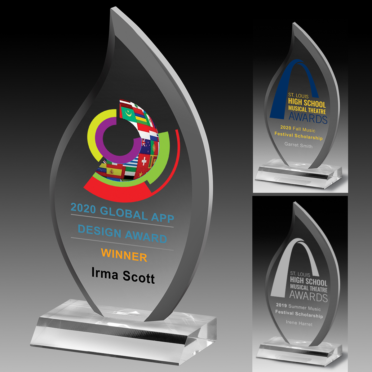 7503S (Screen Print), 7503L (Laser), 7503P (4Color Process) - Multi-Faceted Acrylic Award - 9 1/2"