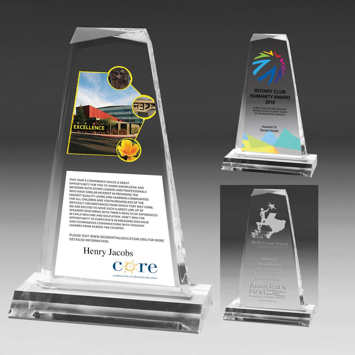 7541-2S (Screen Print), 7541-2L (Laser), 7541-2P (4Color Process) - Multi-Faceted Acrylic Award - 7 1/4"