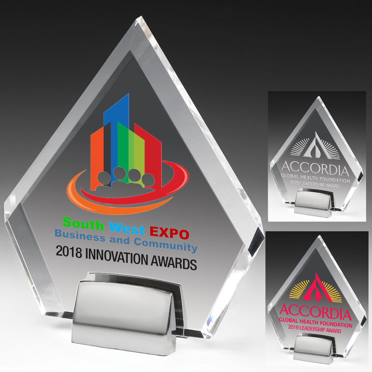 7560S (Screen Print), 7560L (Laser), 7560P (4Color Process) - Diamond Award w/Chrome Base