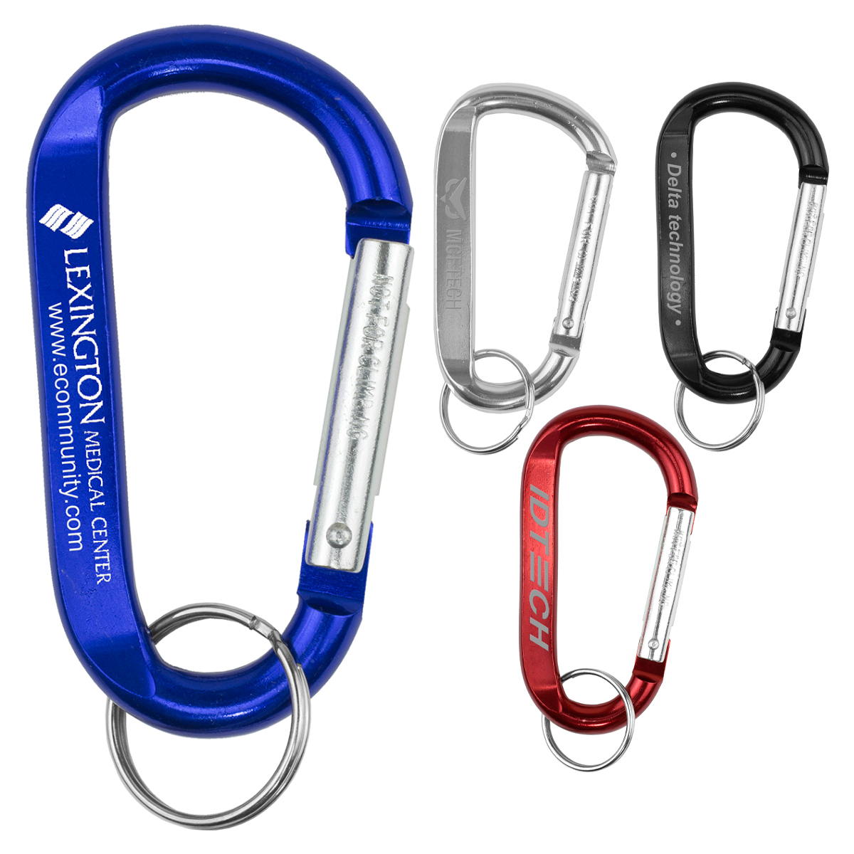 "CARA L" Large Size Carabiner Keyholder with Split Ring Attachment