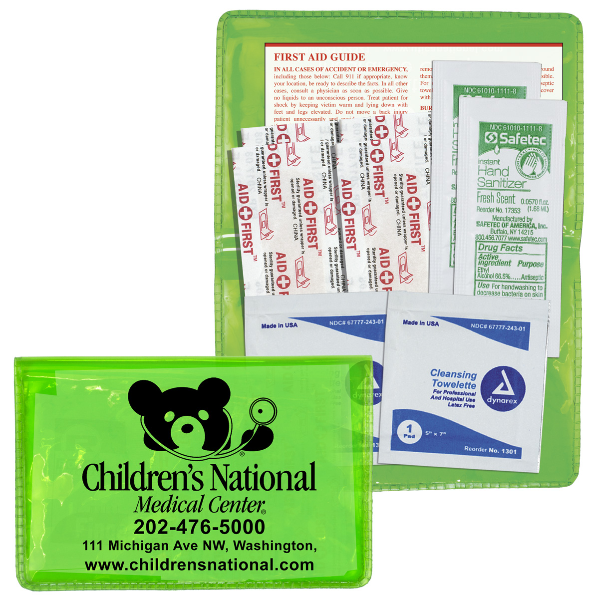 "MESS-NO-MORE L" 9 Piece Stay Clean First Aid Kit in Colorful Vinyl Pouch