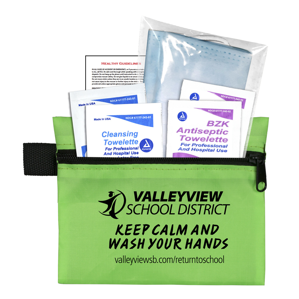 3-Ply Mask & Antiseptic Wipes in Zipper Pouch