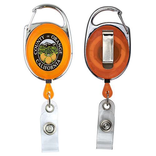 "OBERLIN PI" 30" Cord PhotoImage ® Full Color Imprint* Retractable Carabiner Style Badge Reel and Badge Holder  (Patent D539,122)