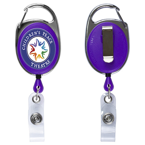 "OBERLIN PI" 30" Cord PhotoImage ® Full Color Imprint* Retractable Carabiner Style Badge Reel and Badge Holder  (Patent D539,122)