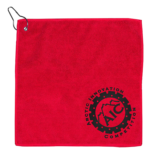 "THE WEDGE" 300GSM Heavy Duty Microfiber Golf Towel with Metal Grommet and Clip 12" x 12"