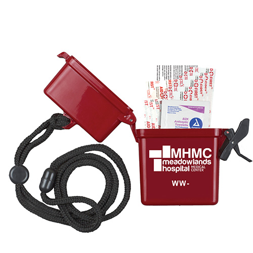 "EZ CARRY KIT 3" 13 Piece First Aid Kit Thirteen Components Inserted Into Hard Plastic Hinged Top Waterproof Container with Free Breakaway Attachment