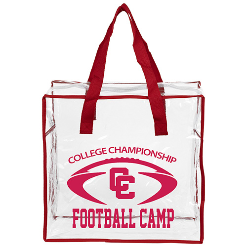 12" W x 12" H x 6 "ARETE" Clear Vinyl Stadium Compliant Tote Bag with Zipper