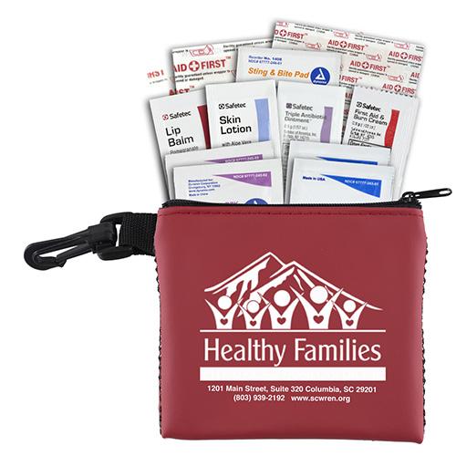 "TEAM MOM" 21 Piece All Purpose Healthy Living Pack in Zipper Mesh pack Components inserted into Zipper Kit