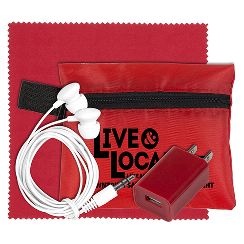 "SAN LORENZO" Tech Travel Accessory Kit with Microfiber Cleaning Cloth