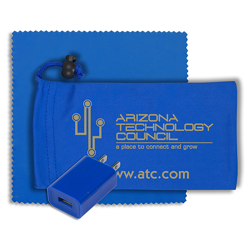 "MONTANA" Mobile Tech Wall Charger Kit in Microfiber Cinch Pouch
