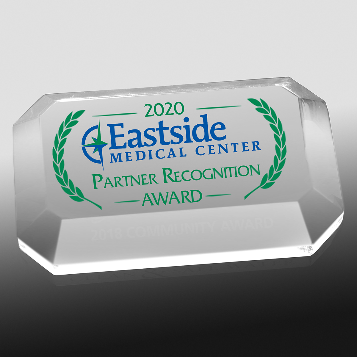 2060S (Screen Print), 2060L (Laser Engraved) - Beveled Rectangle Acrylic Paperweight  - 4” x 2-1/2” x 3/4”