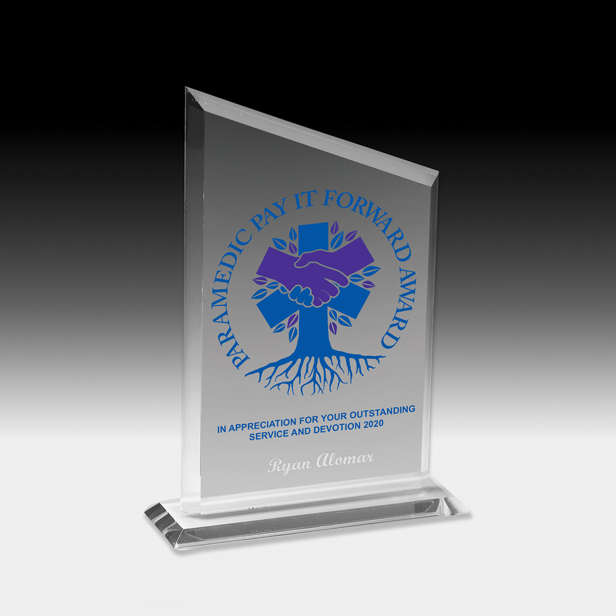 2085S (Screen Print), 2085L (Laser) - Billboard Award with Slanted Top - 8 3/4"