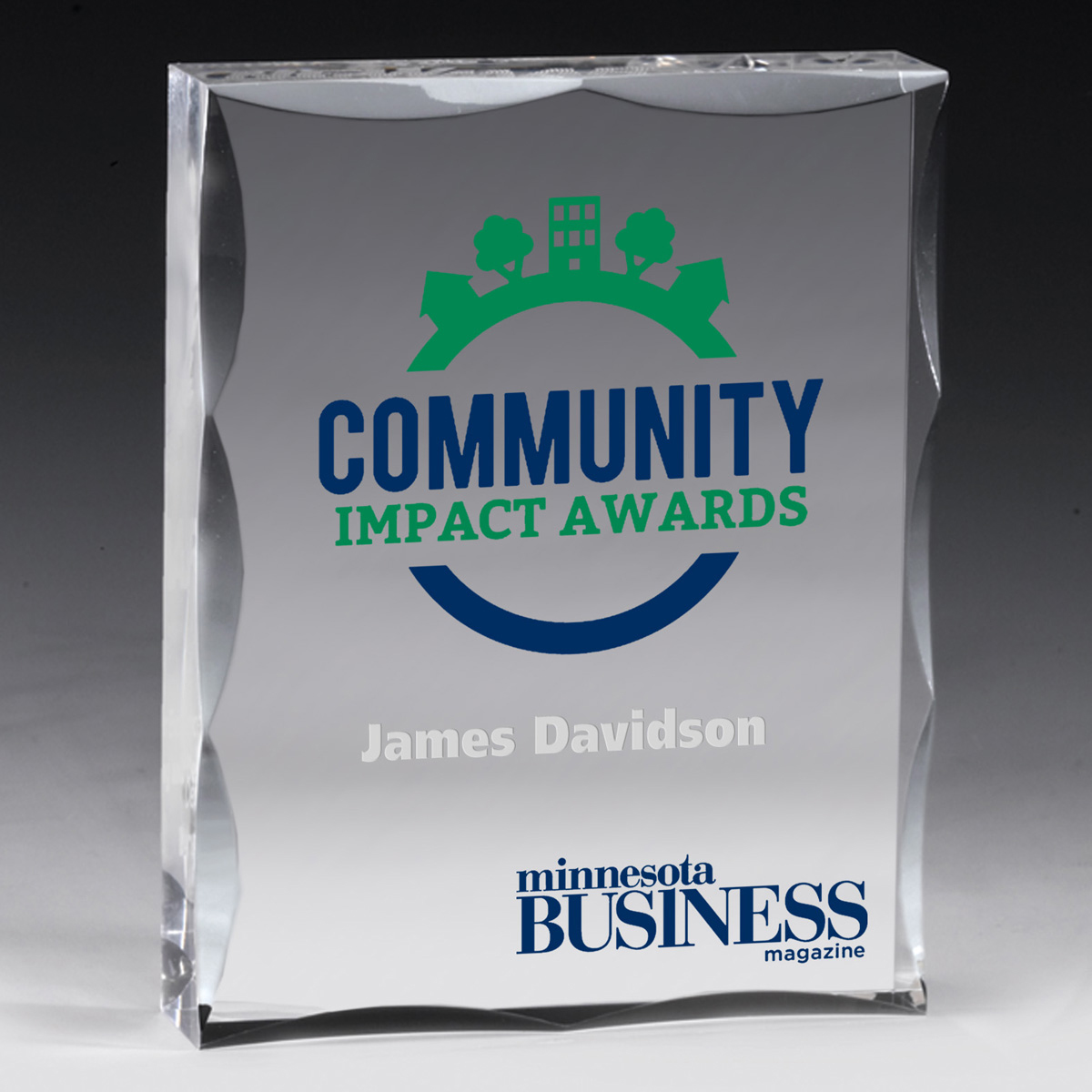  2244S (Screen Print), 2244L (Laser), 2244P (4Color Process) - Scalloped Recognition Paperweight Awards - 4” x 5” x 1”