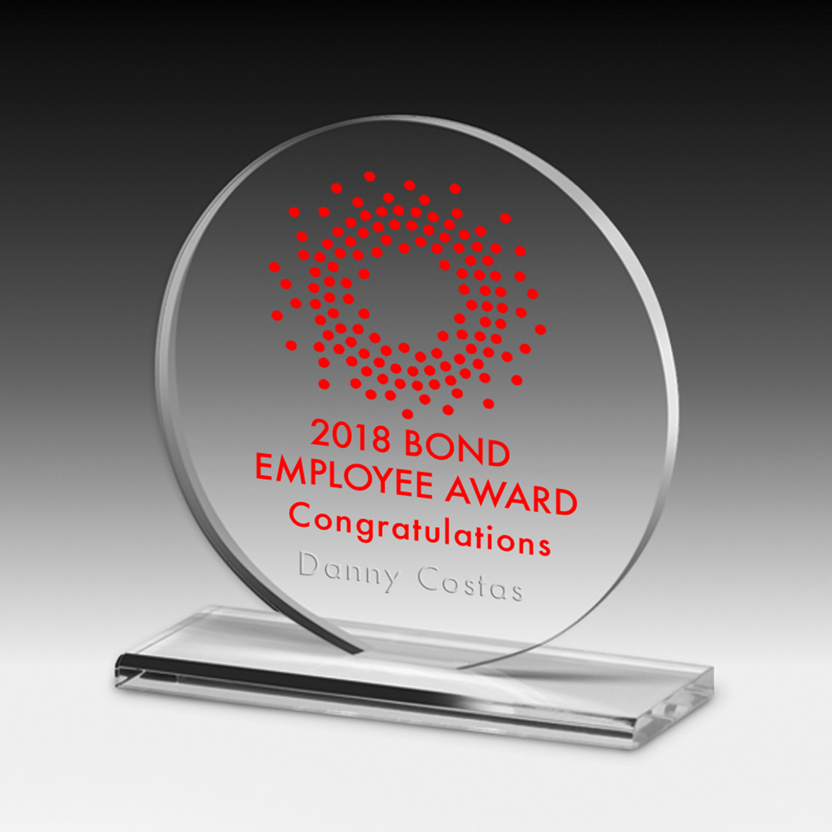 2254-2S (Screen Print), 2254-2L (Laser), 2254-2P (4Color Process) - Elegant Round Acrylic  Award - 5"