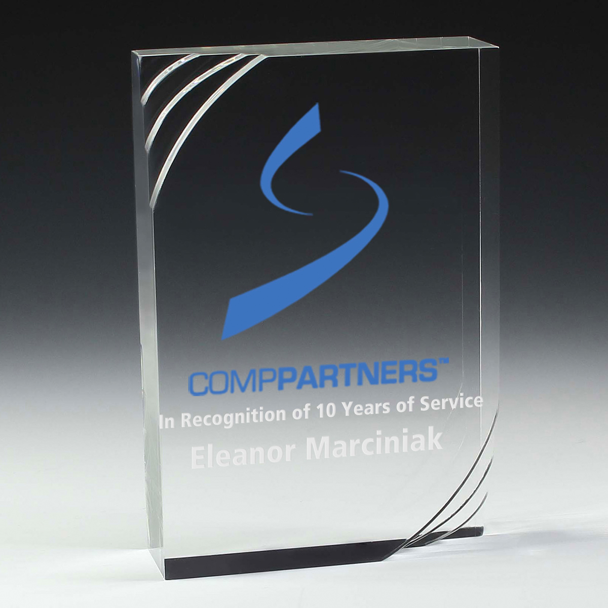 2310-2S (Screen Print), 2310-2L (Laser), 2310-2P (4Color Process) - 1 1/4” Thick Freestanding Acrylic Awards - 5 1/2"